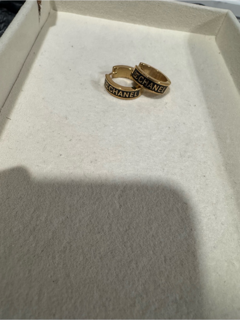 Black & gold small round hoops